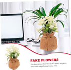 MAGICLULU Realistic Faux Phalaenopsis Artificial Orchid Flowers Potted Decoration for Home Office Bedroom No Watering Fake Orchid Plant for Living Room Balcony Bathroom