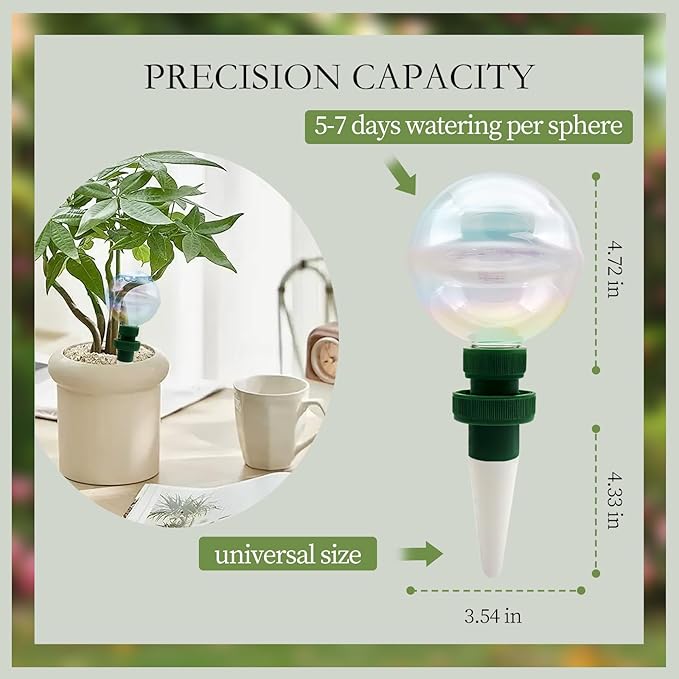 2 Pack Glass Self-Watering Globes for Plants, 6oz Automatic Plant Waterer Bulbs with Terracotta Slow Release Spikes, Vacation Indoor Outdoor Houseplant Watering Devices