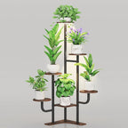 Homsorout Corner Plant Stand with Grow Light - 6 Tier Plant Stand Indoor Round Metal Plant Shelf with Adjustable Light, Plant Organizer for Living Room, Graden, Home Decor (Brown)