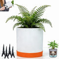 GreenShip 15″ Self-Watering Cylinder Planter Pot with Saucer & Plugged Drainage Hole – Dual Use: Self-Watering or Traditional Pot – Jun Porcelain Clay & Recycle Resin, Durable & Unbreakable(W/T)