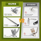 LOOHOI Upgraded Weed Puller Tool, 4-Tooth Stainless Steel Manual Weeder, Garden Weed Remover Tool for Vegetable Gardening Backyard Farm Planting & Weeding