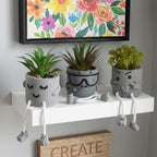 Set of 3 Artificial Succulents Potted Plants Faux Succulents Desk Decoration Fake Mini Plants in Grey Pots Faux Plants Kitchen Shelf Desk Decor Small Bathroom Decor for Shelves