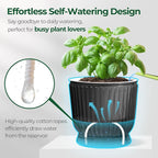 T4U 4 Inch Self Watering Plant Pot, 4 Pack Self Watering Pots, Small Self Watering Planter with Reservoir for Indoor Plants, African Violets (4 Pack 4" Pots, Translucent Gray)