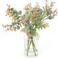 Muhanjia Artificial Eucalyptus Stems in Glass Vase with Faux Water,6Pcs Grey-Orange Fake Plant for Centerpiece (Grey-Orange Eucalyptus)