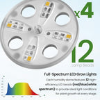 Bonviee 2-Pack Seed Starter Tray with Plant Light, Elevated Seedling Starter Trays Kits with Adjustable Humidity Domes and Clear Cell Tray, 12 Full Spectrum Led Lamp Beads for Plants Indoor-Clear