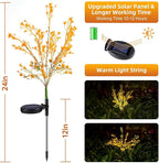 Neporal Solar Lights Outdoor Decorative 2PK, 7-Stems Golden Solar Flowers Outdoor Waterproof for Garden, Yard, Patio,Flower Pots - Gardening Gifts for Women