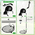 Solar Floor Lamp with Plant Stand Outdoor,Metal Black Cat Garden Decorations,Solar Lanterns Outdoor Front Porch Decor for Deck,Patio,Yard