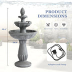 Grepatio Italian Outdoor Water Fountain, 3 Tiers Bubbler Garden Waterfalls Fountains, 40.6" H Tall Roman Pillar Floor Water Fountain for Indoor, Yard, Lawn and Garden Décor