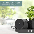 Barnyard Designs Indoor Herb Garden Planter Set with Tray, Metal Windowsill Plant Pots with Drainage for Outdoor or Indoor Plants, Set/3 (Black)