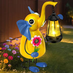 Solar Outdoor Garden Decor Elephant Statue Lights, 14" Metal Elephant with Solar Garden Lights for Outdoor, Yard, Patio Decor, Unique Birthday Gifts for Women Mom Grandma Cute Housewarming Gifts