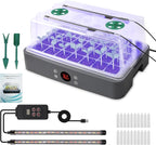 40-Cell Self-Watering Seed Starter Tray with Grow Light, 1-24H Timer, Humidity Dome, Soil pH Meter, Gloves, Seedling Tools, Indoor Kit for Plant Germination, Herbs, Vegetables, Flowers