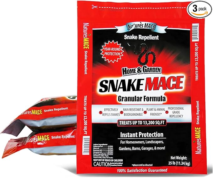 Nature’s Mace Snake Mace, Snake Repellent Granules for Yard, Outdoor Use, Keep Away Reptiles, Home, Garden, Granular Deterrent, Plant Friendly, Pet Safe, Fast Acting, 400 Ounce (Pack of 3)