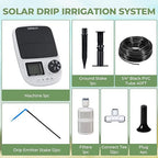 HIRALIY Solar Automatic Drip Irrigation System, Solar Powered Watering Device with Timer for Pots Plants, Drip Emitter Stake, with USB Port, for Indoor Irrigation Kit