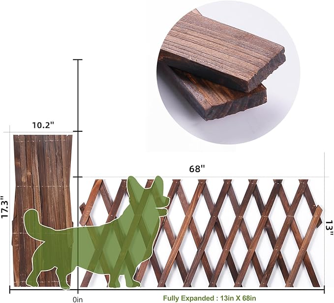 Expandable Garden Trellis, 13" x 68" Thickened Wooden Lattice Trellis for Climbing Plants Outdoor Ivy Vine Rose Clematis for Garden Fence Wall Patio Room Decor (1)