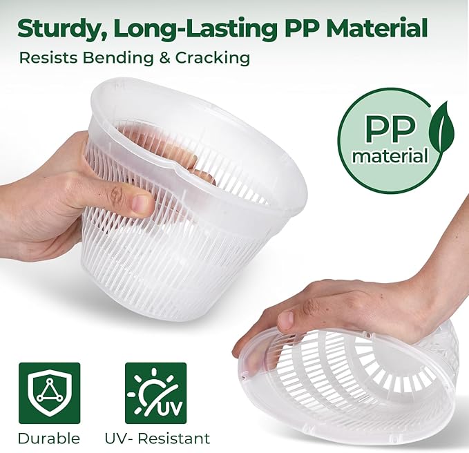 T4U Orchid Pot, 9 Pack Orchid Pots with Holes and Saucers for Repotting, 3 Each of 4.3, 5.5 and 6.3 Inch, Clear Plastic Flower Plant Pot for Indoor Outdoor Plants, Orchids Planter for Root Health