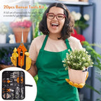 Bonsai Tools Kit 20 Pcs Garden Tools Set for Beginner, Gardening Gift for Women Men, Includes Bonsai Wire Kit, Plant Mat, Pruning Shears, Bonsai Scissors, Succulent Tools in Leather Storage Bag