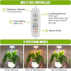 Grow Lights for Indoor Plants, 48 LEDs Full Spectrum Halo Plant Light for Indoor Plants, Height Adjustable Growing Lamp with Detachable Base, 3/9/12Hrs Timer, 10 Brightness, 3-Pack