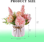 Artificial Potted Flowers Pink, Small Ceramic Vase Fake Flower Plants Desktop Decoration Indoor for Home and Office, Faux Flowers Hydrangea Decora for Table,Bookshelf,Bedroom,Living Room,Party.(Pink)