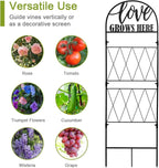 hogardeck 45 * 14 inch Metal Garden Trellis for Climbing Plants Flowers Outdoor,Heavy Duty,Black Coating Rustproof Trellis for Rose, Vegetable, Flowers, Perfect for Training Climbing Plants (1Pcs)