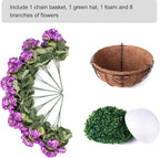 INSPRING Geraniums Artificial Flowers Hanging Basket for Outdoors Outside Spring Decoration, 8 Bundles Silk Flowers Fake Plants Look Real UV Resistant for Porch Home Patio Balcony Yard, Purple