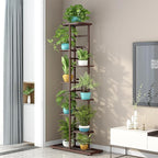LINZINAR Plant Stand Indoor Outdoor Metal 8 Tier 9 Potted Multiple Flower Pot Holder Shelf Planter Display Shelving Unit for Patio Garden Corner Balcony Living Room