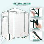 EAGLE PEAK 6x4 Portable Walk in Greenhouse, Pop Up Indoor Outdoor Greenhouse, Green House Kit with Zippered Roll-Up Doors and Windows, PE Cover, Clear/White