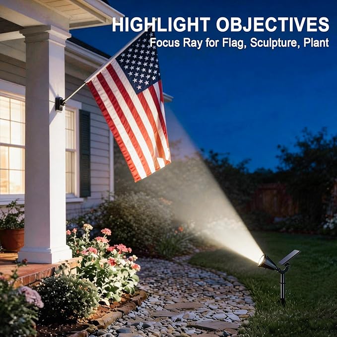 WELALO Solar Spot Lights Outdoor Waterproof IP65, 2 Pack 4 Lighting Modes Solar Powered Landscape Spotlights with Auto On/Off, Solar Garden Christmas Yard Pathway Wall Lights for Outside, Cool White