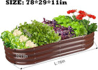 Rakukiri Raised Garden Bed GRS Certified Galvanized Planter Box Outdoor, 6.5ft Oval Rot-Resistant Metal Garden Bed Planter, Recycled Material Planter for Vegetables Flowers Herbs (Brown)