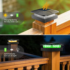 Peasur 4x4 Solar Post Lights Outdoor, 4 Packs Green & Warm White LED Fence Caps Light Waterproof, Wood & Vinyl Post Top Lighting for Deck Mailbox Railing Porch Outside