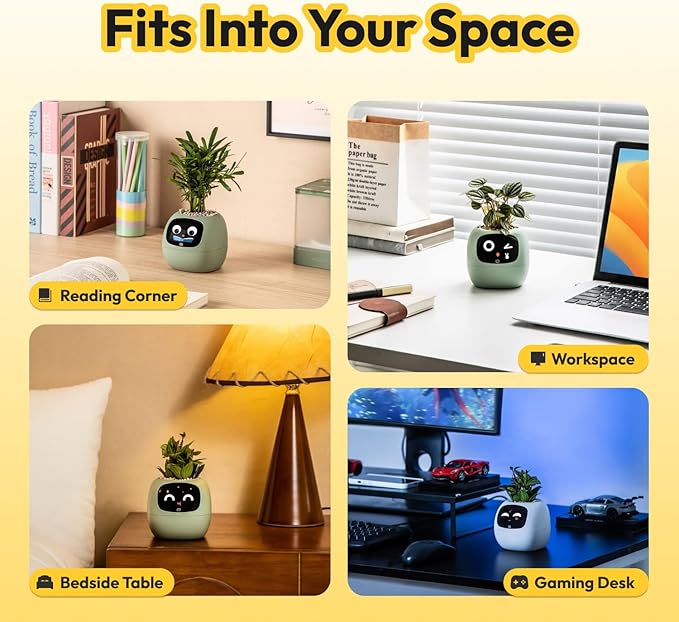 PLANTSIO Ivy Interactive AI Desk Companion, Smart Plant Pet with 100+ Expressions, Cute Indoor Planter for Office Decor, Unique Gift for Plant Lovers & Coworkers(Violet)
