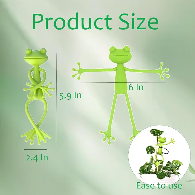 6PCS Frog Plant Stand for Small Potted Plants - Cute Green Flower Pot Support, Stable Plant Climbing Hugger for Succulents, Indoor & Outdoor Garden Decor, Vine Traction Fixture