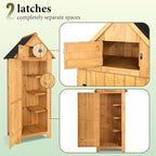 VINGLI Outdoor Wooden Storage Shed, Garden Shed Outside Tool Cabinet with Safety Latch, Patio Storage Organizer