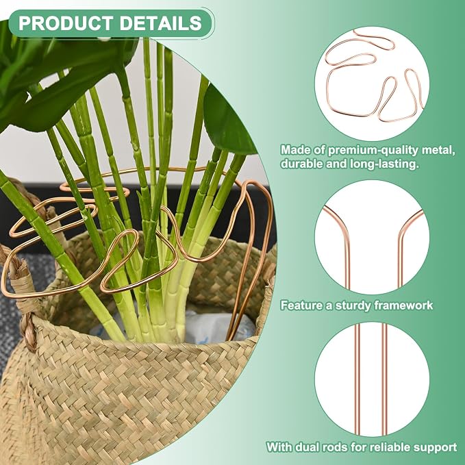 M METERXITY 2-Pack Monstera Plant Support, 11x5.9 Inch Reusable Sturdy Alloy Plant Support Stakes Unique Design for Potted Plants Flowers/Vegetables/Indoor Outdoor Climbing Plants [Copper]