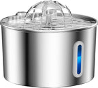 Cat Water Fountain Stainless Steel - 74oz/2.2L Automatic Large Pet Watering Bowl Dispenser for Indoor Dogs - Drinking Fountains with 3 Filter, Gifts for Cats and Kitty - Dog Waterer Bowls No Spill