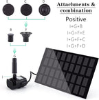 Solar Fountain Pump for Bird Bath, with Separate Solar Panel, 2 W Upgraded Solar Water Pump with 3 M Long Cable & 4 Nozzles for Bird Bath, Outdoor Pond, Patio Garden and Fish Tank (Black)
