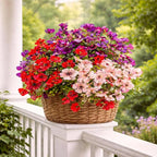 Artificial Flowers for Outdoors, 8 Bundles Faux Silk Spring Flowers for Outside for Planter Front Door Porch Yard Patio Window Box Home Decor (Colour 05-(Purple+Pink+Rose red))