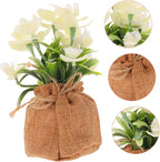INOOMP Realistic Faux Phalaenopsis Orchid Flowers Potted Decoration for Living Room Office Bedroom Maintenance Artificial Orchid Bonsai with Lifelike Craftsmanship for Home Desktop