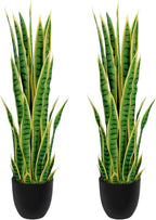 3ft Artificial Snake Plant – 36in Faux Sansevieria Plants, Fake Floor Plant for Indoor Outdoor, Front Porch Patio Home Office Decor, Mother-in-Law’s Tongue, Yellow 2Pcs