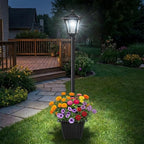 Benany 76" Solar Lamp Post Lights with Planter, Glass & Metal Street Light Outdoor Waterproof, 60 Lumens Dusk to Dawn Solar Pole Light for Garden, Yard, Driveway, Porch, Patio, Cool White
