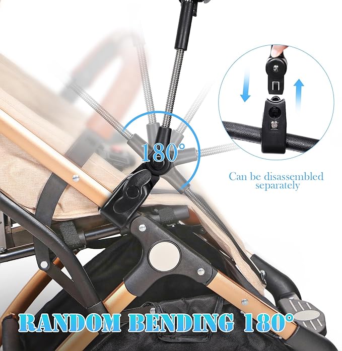 Chair Umbrella with Universal Clamp, 78cm UPF 50+ UV Protection Sun Umbrella, 360° Adjustable Clip-On Shade for Stroller, Beach Chair, Patio, Camping Chair, Wheelchair