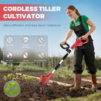 Battery Powered Tiller Compatible with Milwaukee 18V Battery(Tool Only), 310RPM Folding Electric Rototiller Features 40 Steel Tines, 9.1In Tilling Width & 6.3In Depth Tiller