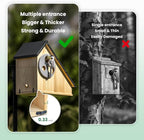 Bird House - Adjustable Entrance Fit All Birds, Outdoor Bird Houses for Outside Weatherproof, Durable Wood Birdhouse for Bluebird, Finche, Wren, Chickadee, an Ideal Backyard Decoration (Iron Roof)