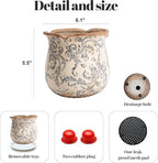 Vintage Ceramic Planter, Vintage Planter Pot with Floral Edges, Ice Crack Flower Pot with Drainge Hole Decorative Planter for Indoor and Outdoor Tuscan Decor Vase Gardening Gift
