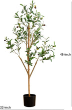 Nearly Natural Olive Tree Artificial Indoor 4FT Tall Silk Faux Olive Tree for Home and Office Decor, Fake Potted Olive Tree with Natural Wood Trunk, Realistic Olive Tree Branches and Lifelike Fruits
