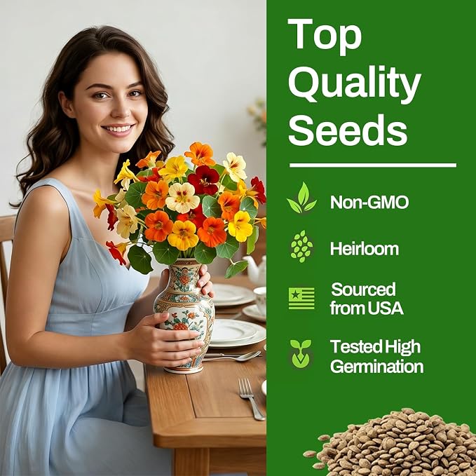 LUOJIBIE Nasturtium Seeds, 550+ Mixed Colors Large Blooms Seeds Bulk Pack, Nasturtium Seeds for Planting 2026, High Germination Non-GMO, Wildflower Seeds for Planting Indoor Outdoor, Open Pollinated