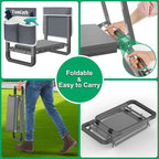 TomCare Garden Kneeler and Seat 11.14” Wider Larger Soft Kneeling Pad Garden Bench with 2 Large Tools Pouches Heavy Duty Foldable Garden Stool Gardening Gifts for Women Men Gardeners Seniors,Gray