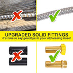FOXEASE Metal Garden Hose 10FT - Short Hose Stainless Steel Heavy Duty Water Hose with Solid Adjustable Nozzle Portable & Lightweight Kink Free Yard Hose