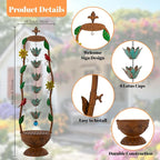 40.6" H Outdoor Tiered Water Fountain, Vintage Floor Standing Fountains with 6 Hanging Lotus Cups, Indoor Cascading Water Fountain Feature for Garden Yard Home Decor