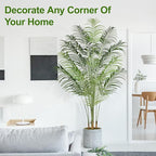 Artificial Palm Tree 6.5ft Tall Fake Palm Tree Indoor Decor with 18 Trunks and Real Bark Design Faux Tropical Areca Palm Silk Floor Plant in Pot for Home Office Living Room Bedroom Decor 1pcs