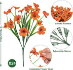 Ouddy Decor 24 Bundles Artificial Fall Flowers for Outdoors Fake Mums Fall Silk Flowers UV Resistant Faux Plastic Plants for Indoor Outdoor Vase Box Garden Porch Window Box Home Autumn Decor, Orange